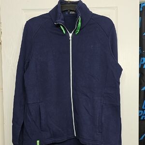 Polo Golf Womens Blue Zip-Up Jacket with Green Accents Size Large